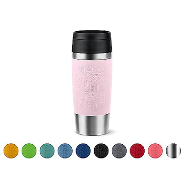 Emsa N20206 Travel Mug Classic Isolierbecher 0,36 Liter , neuer Komfort-Schraubverschluss , Edelstahl , 4h heiß und 8h kalt , 100% dicht , spülmaschinenfest , 360°-Trinköffnung , Pastellrosa im Sale